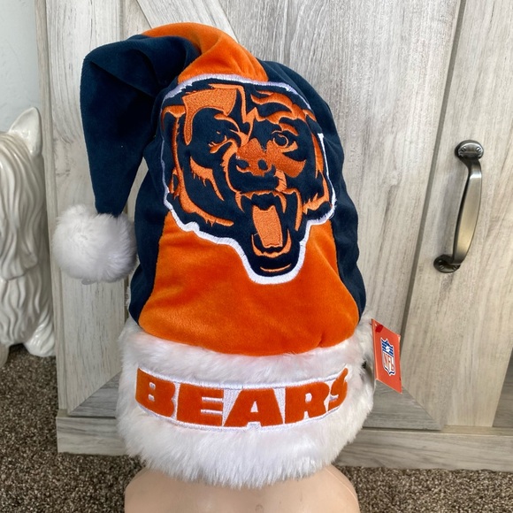 Chicago Bears Logo Colorblock Santa Hat NFL Football Forever Collectibles - Picture 3 of 10